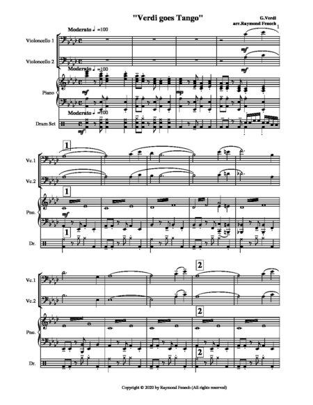 Verdi goes Tango 2 Cellos Piano and Drum Set pdf