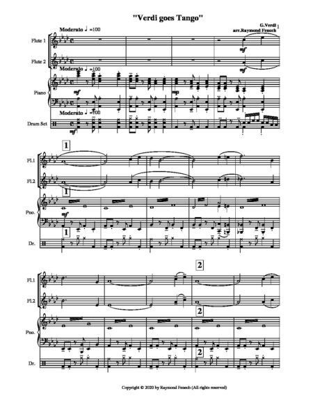 Verdi goes Tango 2 Flutes Piano and Drum Set pdf