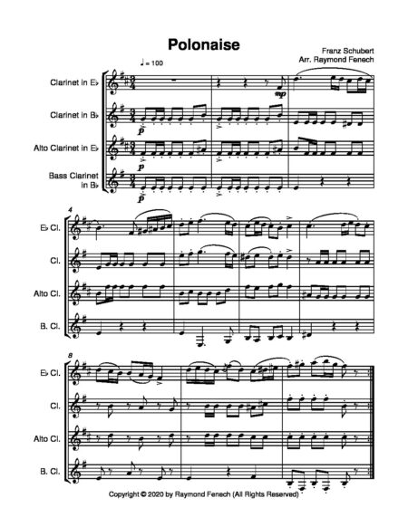 Polonaise Clarinet Choir Quartet pdf