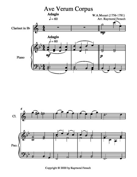 Ave Verum Corpus Bb Clarinet and Piano pdf