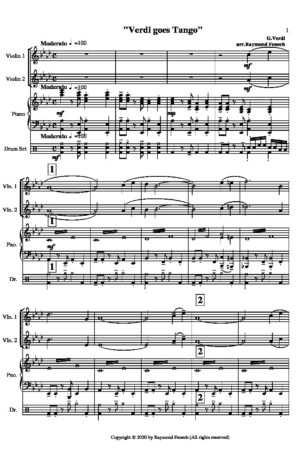 Verdi Goes Tango – for 2 Violins; Piano and Drum Set