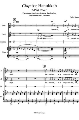 Clap For Hanukkah (2-Part Choir, Optional Tambourine, Piano Accompaniment)