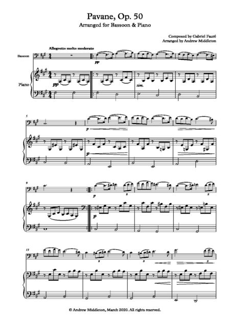 Pavane Op. 50 for bsn Piano Full Score pdf