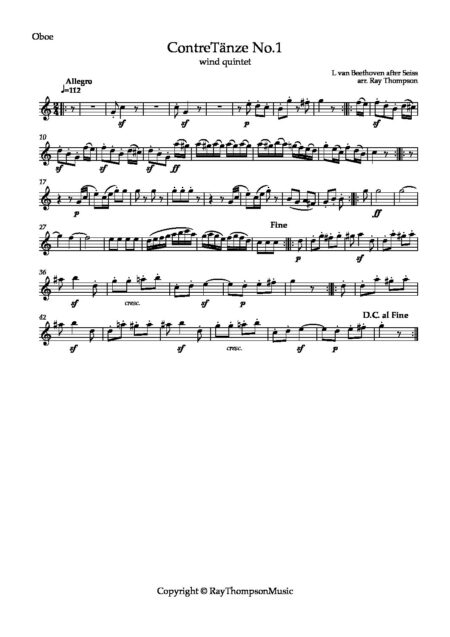 Contre Tanze No 1 von L van Beethoven Oboe pdf