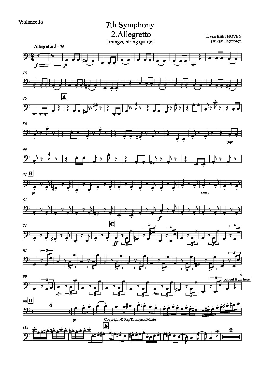 beethoven 7th symphony 2nd movement pdf