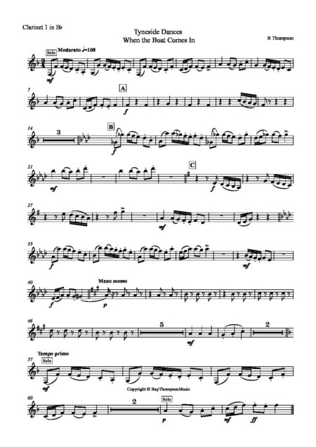 Tyneside Dances No 1When the Boat Comes In Clarinet 1 in Bb pdf