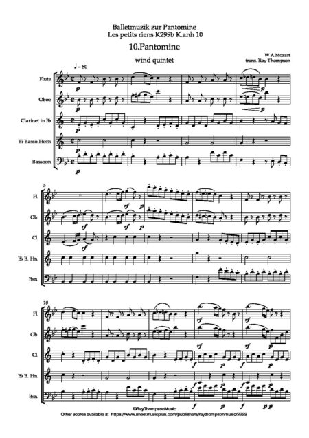 10 Pantomine w5 transposed into Bb Score and parts pdf