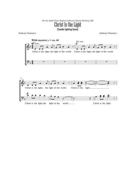 CHRIST IS THE LIGHT - SATB a cappella