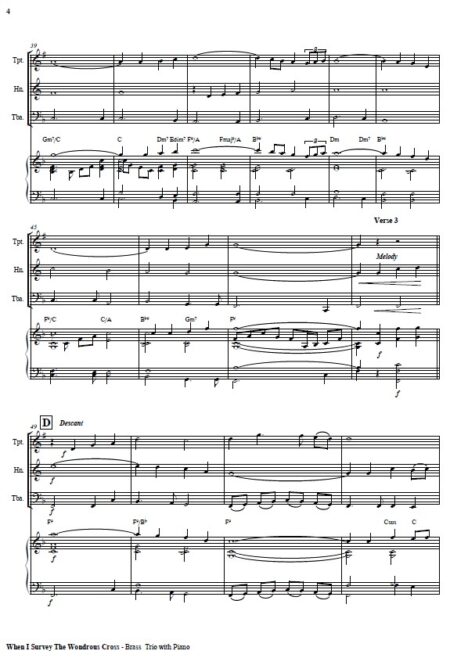 255 When I Survey The Wondrous Cross Celtic Version Brass Trio with Piano SAMPLE page 04