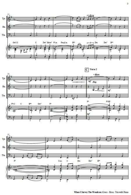 255 When I Survey The Wondrous Cross Celtic Version Brass Trio with Piano SAMPLE page 03