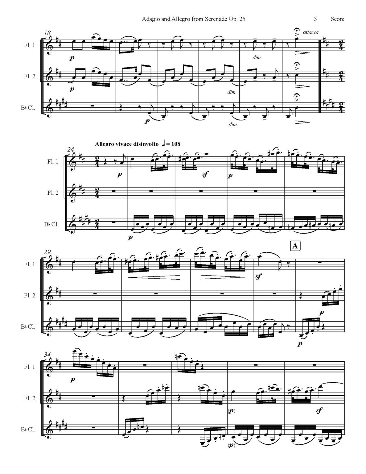 Beethoven Adagio And Allegro From Serenade Op. 25 - 2 Flutes And ...