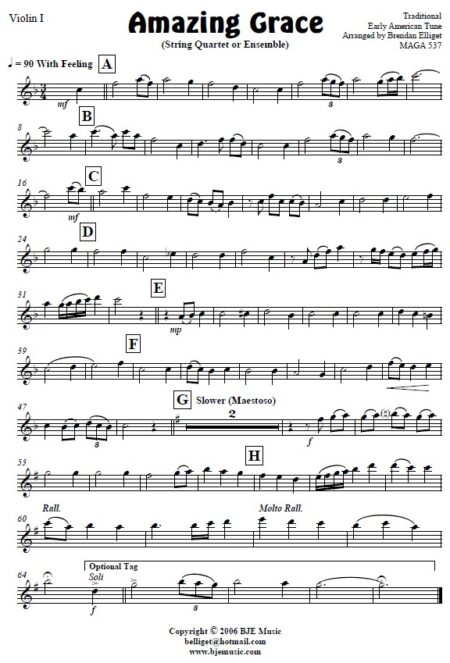 036 Amazing Grace String Quartet or Group SAMPLE page 05