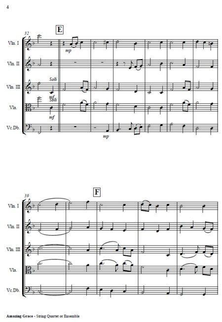 036 Amazing Grace String Quartet or Group SAMPLE page 04