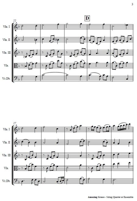 036 Amazing Grace String Quartet or Group SAMPLE page 03