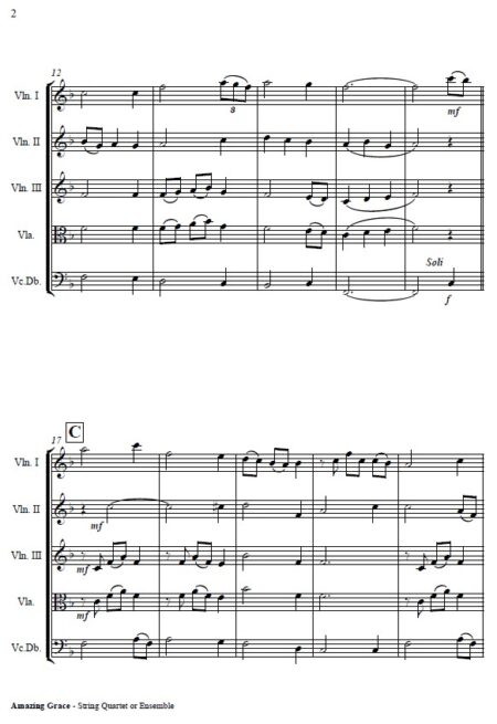 036 Amazing Grace String Quartet or Group SAMPLE page 02