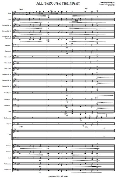 021 All Through the Night Orchestra SATB Choir SAMPLE page 01