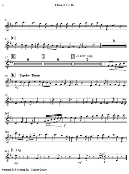 172 Summer Is A coming In Clarinet Quintet SAMPLE page 06