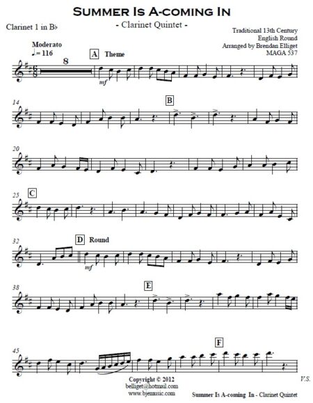 172 Summer Is A coming In Clarinet Quintet SAMPLE page 05