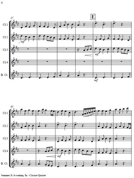 172 Summer Is A coming In Clarinet Quintet SAMPLE page 04