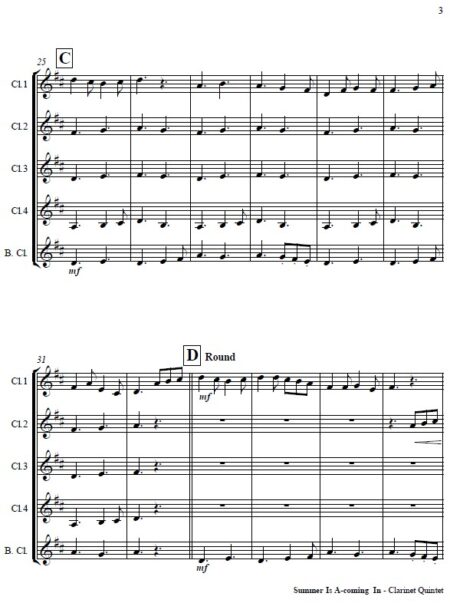 172 Summer Is A coming In Clarinet Quintet SAMPLE page 03