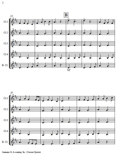 172 Summer Is A coming In Clarinet Quintet SAMPLE page 02
