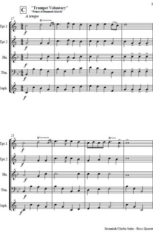 Jeremiah Clarke Suite No. 1 – Brass Quartet with Optional Organ