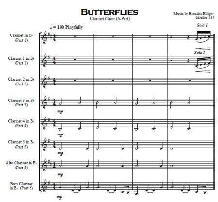 256 Butterflies Clarinet Choir SAMPLE page 01