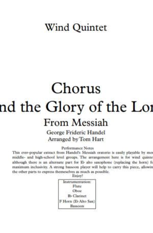 Glory of the Lord (from Messiah) – Wind Quintet