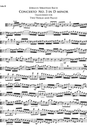 J.S. Bach: Double Concerto in D Minor for Two Violins – Transcribed for two Violas