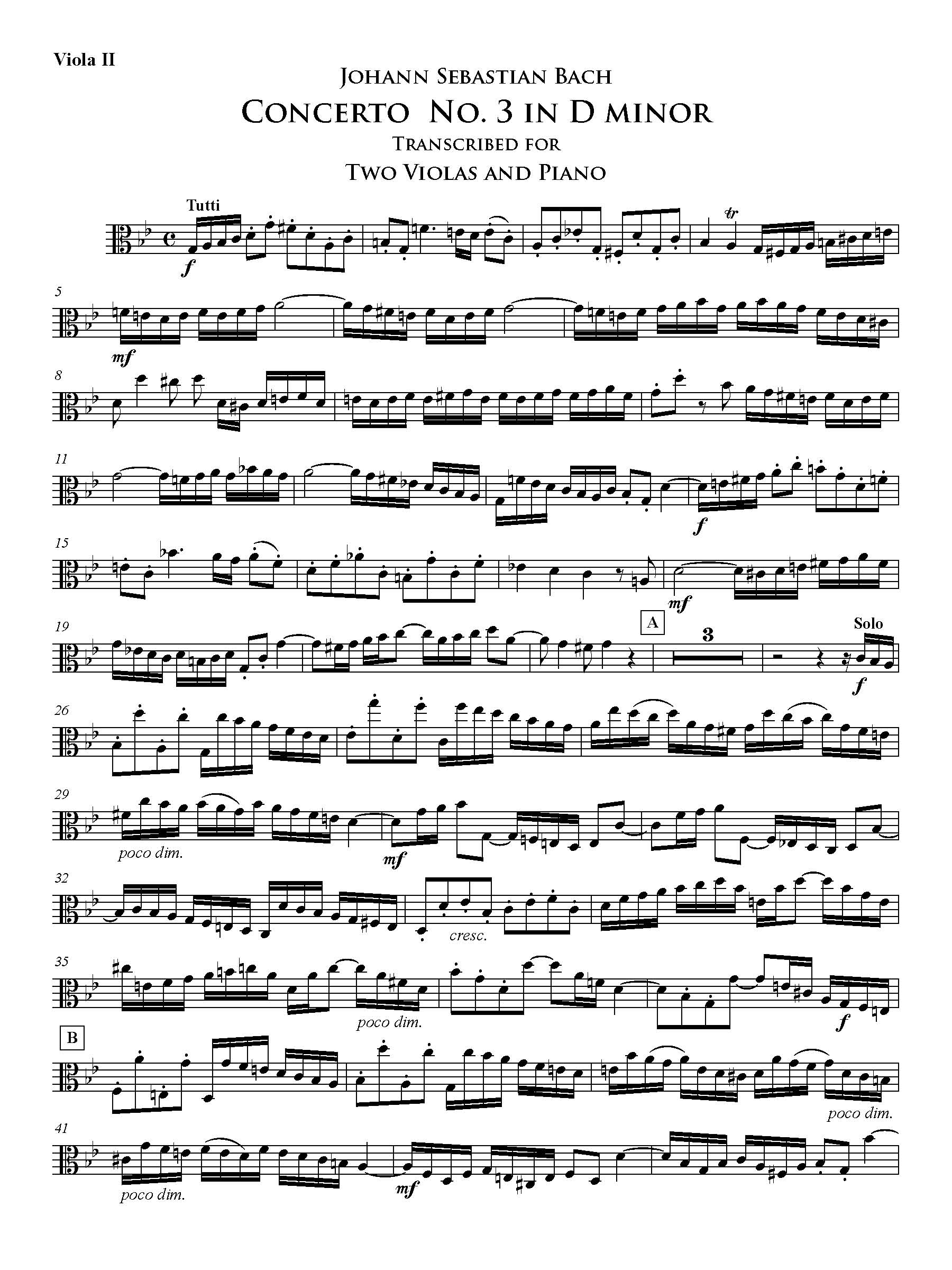 Bach: Double Concerto In D Minor For Two Violins - Transcribed For Two Violas Music Marketplace