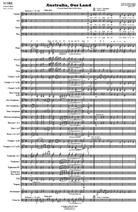 034 Australia Our Land CB with SATB Choir SAMPLE page 01