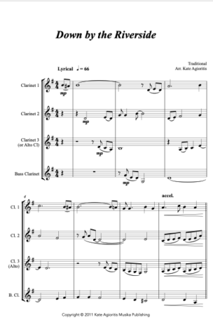 Down By The Riverside – Jazz Arrangement for Clarinet Quartet