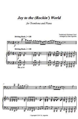 Joy to the (Rockin’) World – Trumpet or Trombone Solo with Piano Accompaniment