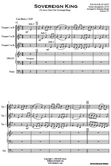 084 Sovereign King Trumpet Trio and Organ SAMPLE page 01
