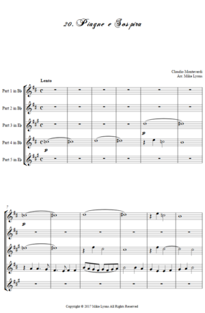 Flexi Quintet – Monteverdi, 4th Book of Madrigals – 20. Piagne e sospira