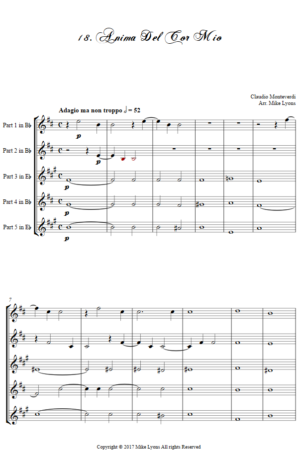 Flexi Quintet – Monteverdi, 4th Book of Madrigals – 18. Anima del cor mio