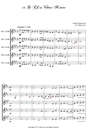 Flexi Quintet – Monteverdi, 4th Book of Madrigals – 16. Si ch’io vorrei morire