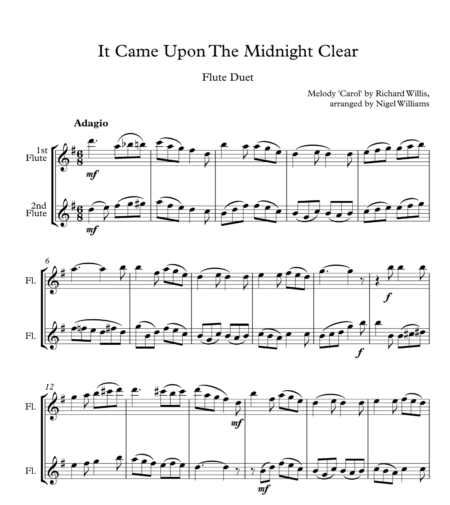 It Came Upon The Midnight Clear, for Flute Duet