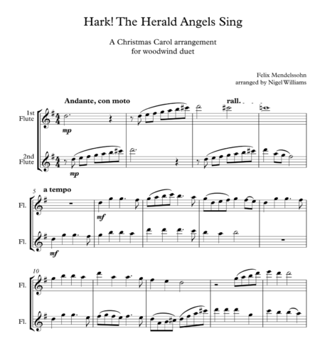 Hark! The Herald Angels Sing, for Flute Duet