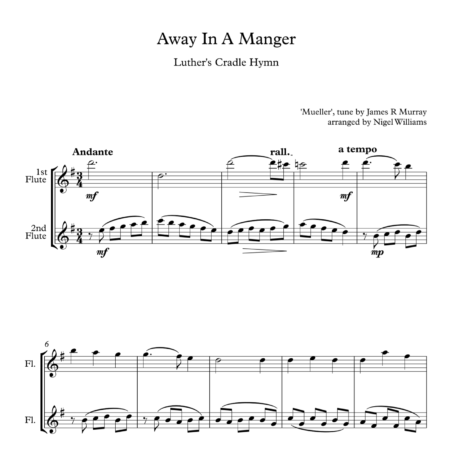 Away In A Manger, for Flute Duet