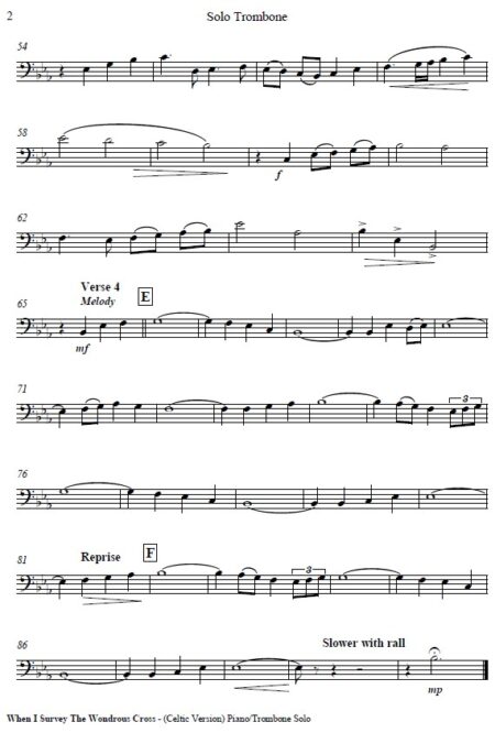 i29 When I Survey The Wondrous Cross Celtic Version Solo Trombone and Piano SAMPLE page 05
