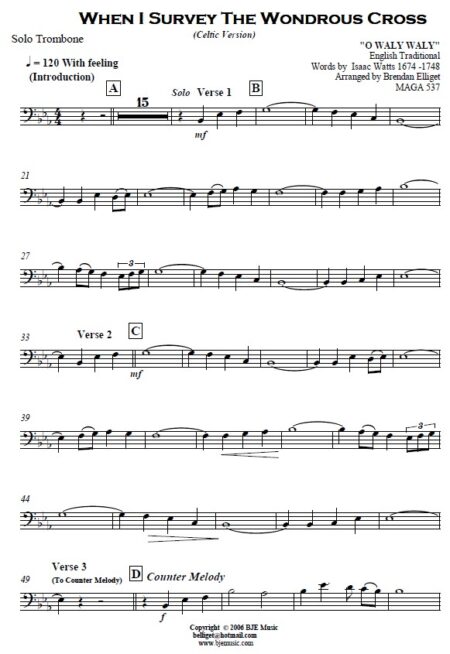 i29 When I Survey The Wondrous Cross Celtic Version Solo Trombone and Piano SAMPLE page 04
