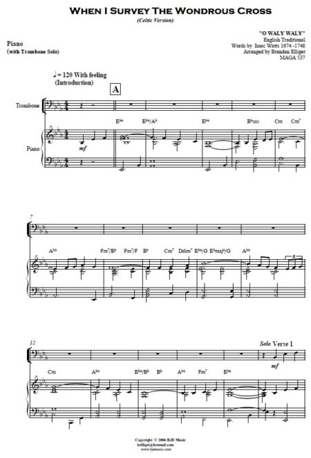 i29 When I Survey The Wondrous Cross Celtic Version Solo Trombone and Piano SAMPLE page 01