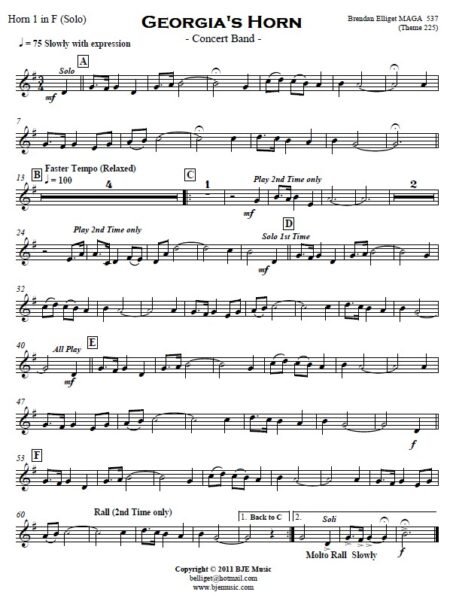 197 Georgias Horn Horn solo and Concert Band SAMPLE page 01