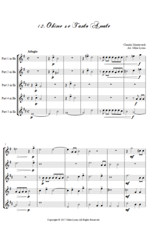 Flexi Quintet – Monteverdi, 4th Book of Madrigals – 12. Ohime! Se tanto amate