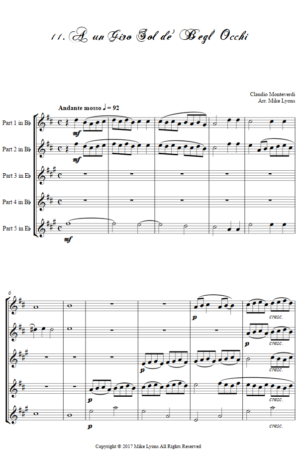 Flexi Quintet – Monteverdi, 4th Book of Madrigals – 11. A un Giro Sol de’ Begl’ Occhi