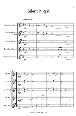 Silent Night – SATB or AATB Saxophone Quartet