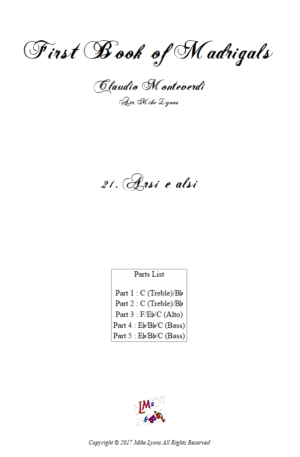 Flexi Quintet Monteverdi, 1st Book of Madrigals 1. – 21. Arsi e Alsi