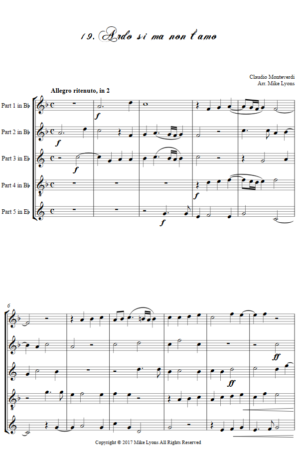 Flexi Quintet Monteverdi, 1st Book of Madrigals 1. – 19. Ardo Si Ma Non T’Amo