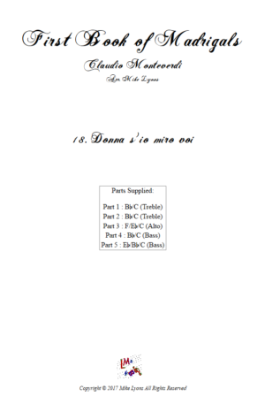 Flexi Quintet Monteverdi, 1st Book of Madrigals 1. – 18. Donna Sio Miro Voi